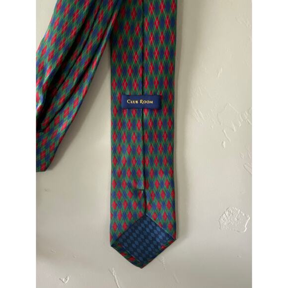 Club Room Christmas Argyle Mens Silk Tie - Picture 4 of 4